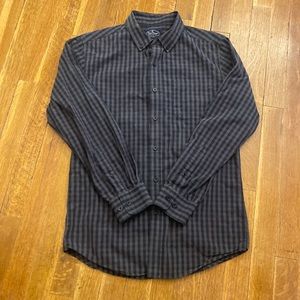 Nat Nast Mens Small Black Gray Checks Button Down Long Sleeve Shirt.